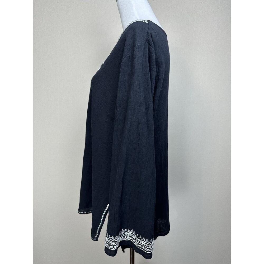 VTG Phool Top Size XL Embroidered V-Neck Women’s Tunic Blouse 100% Cotton - Picture 6 of 13